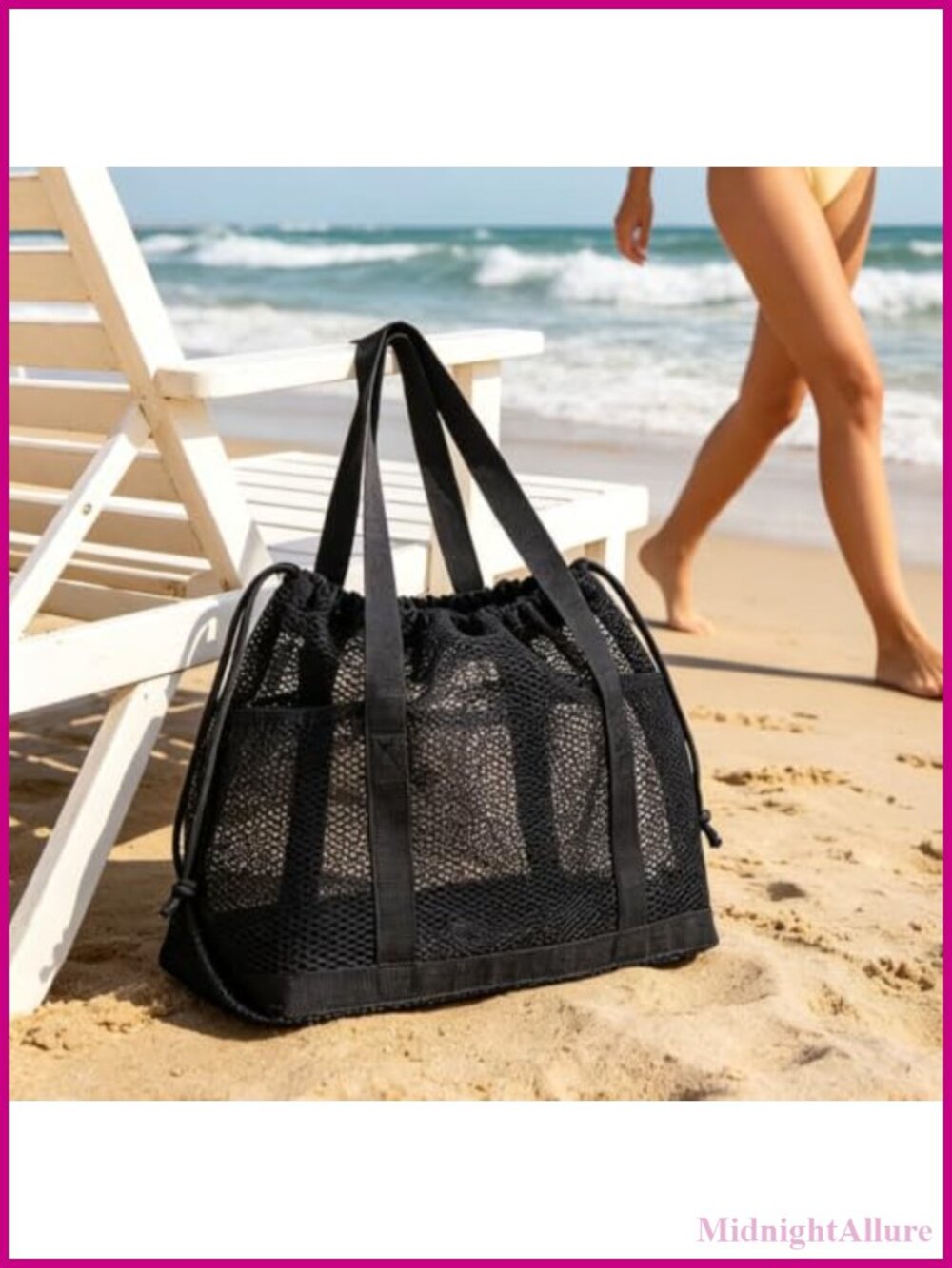 Lightweight Sandproof Mesh Beach Bag Tote for Women Travel Pack